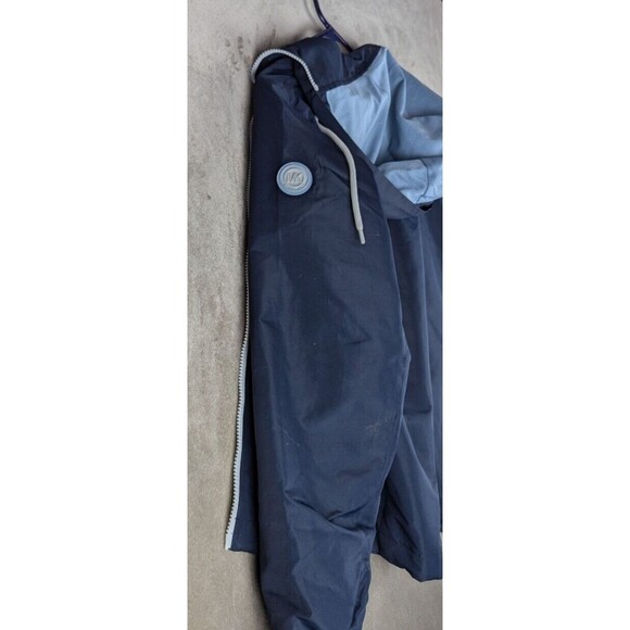 MICHAEL KORS MIDNIGHT BLUE S LOGO TAPE HOODED WOVEN WINDBREAKER JACKET MENS - Picture 8 of 14
